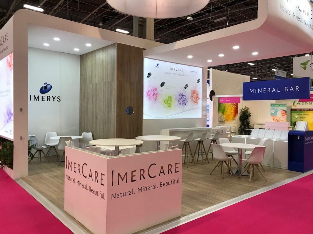 Stand sur-mesure IMERYS au Salon IN-COSMETICS GLOBAL